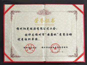 2013錦州视装安康杯”優秀組織単位